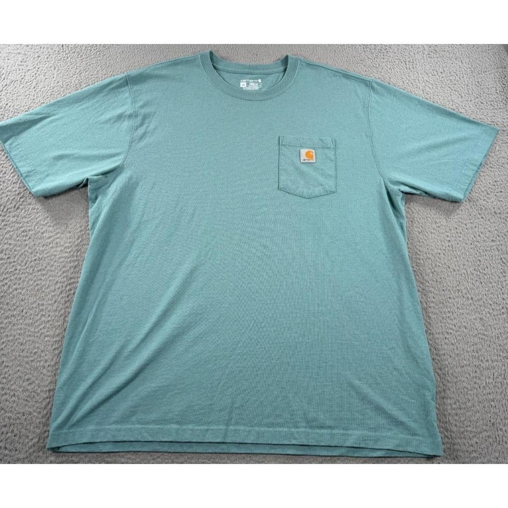 Carhartt Mens 2XL Loose Fit Short Sleeve Pocket T-Shirt Heather Teal K87-M